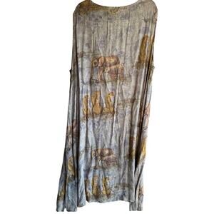 La Cera Women's Vintage 90s Safari Elephant Print Midi Dress Size 3XL